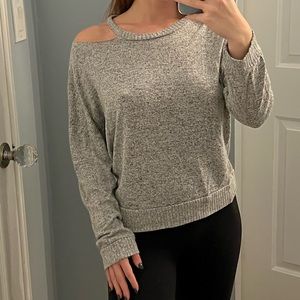 Active USA Grey Cold Shoulder Pullover